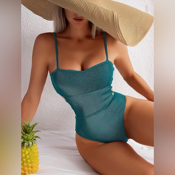 Women’s One Piece Swimsuit Ribbed - Picture 2 of 9